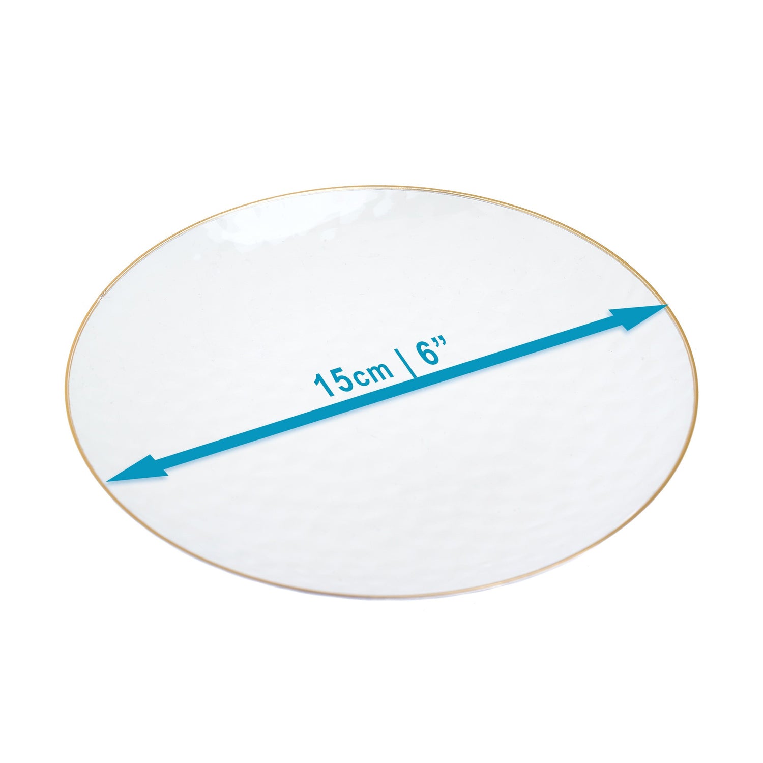 20 Pack 6" Clear Plastic Dessert Plates Hammered Designed with Gold Rim - Decodine