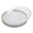 20 Pack 6" Clear Plastic Dessert Plates Hammered Designed with Gold Rim - Decodine