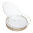20 Pack 7" Clear Plastic Dessert Plates Hammered Designed with Gold Rim - Decodine