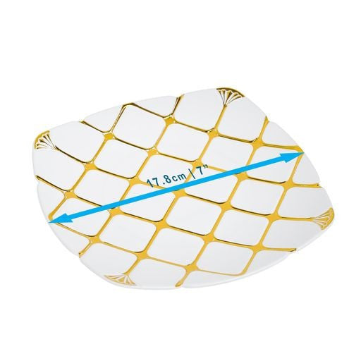 20 Pack 7" Square White and Gold Plates - Decodine