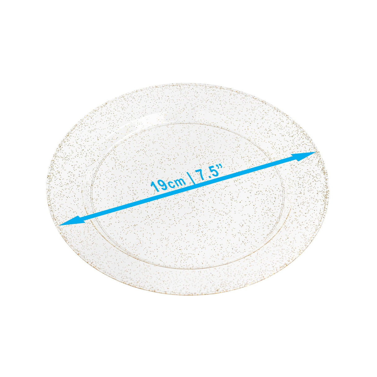 20 Pack 7.5" Hard Plastic Dessert/Side Plates with Gold Glittered Design - Decodine