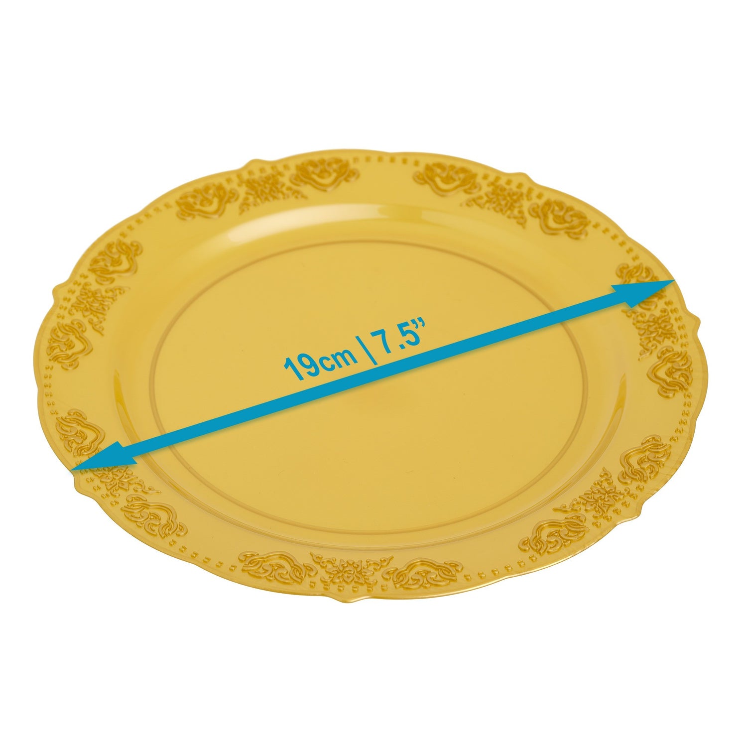 20 Pack 7.5" Gold Plastic Plates - Decodine