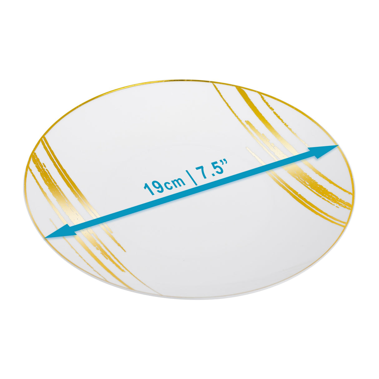20 Pack 7.5" White & Gold Designed Plastic Plates - Decodine