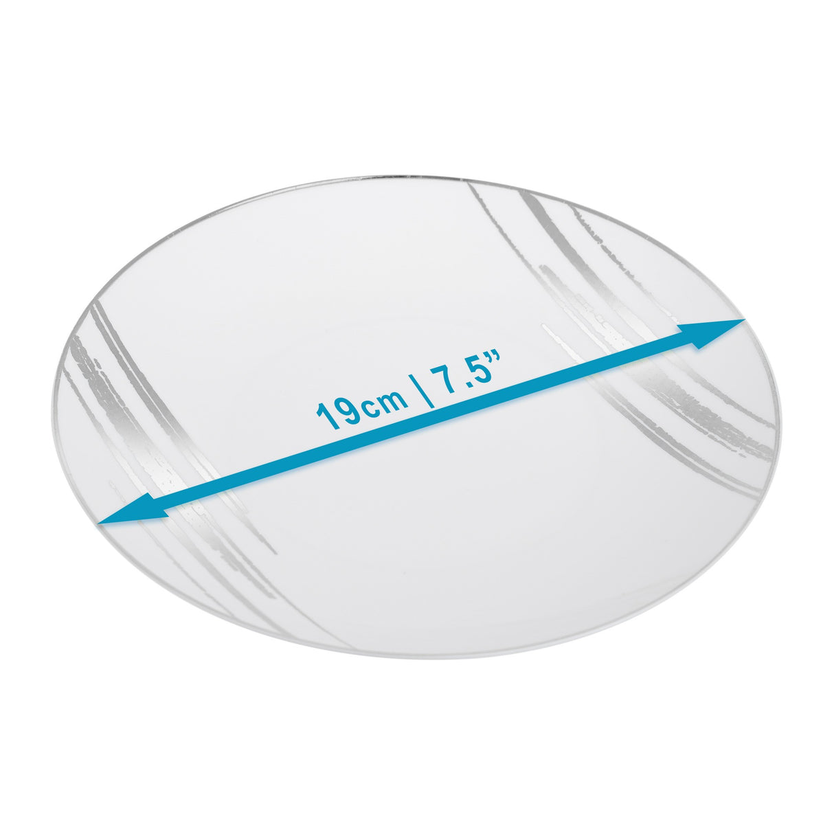 20 Pack 7.5" White & Silver Designed Plastic Plates - Decodine