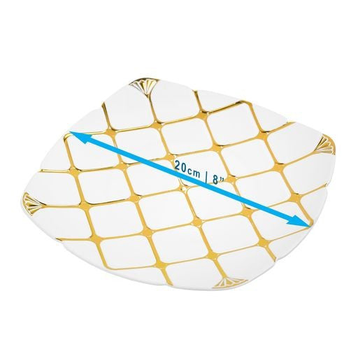 20 Pack 8" Square White and Gold Plates - Decodine