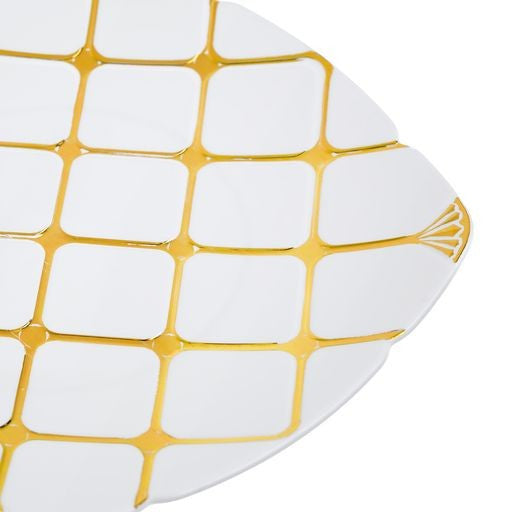 20 Pack 8" Square White and Gold Plates - Decodine