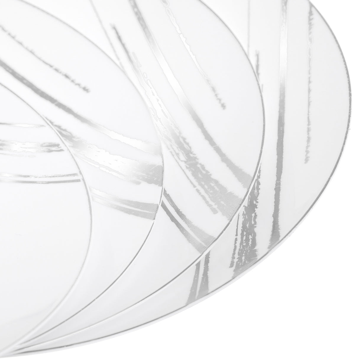 20 Pack 8" White & Silver Designed Plastic Plates - Decodine