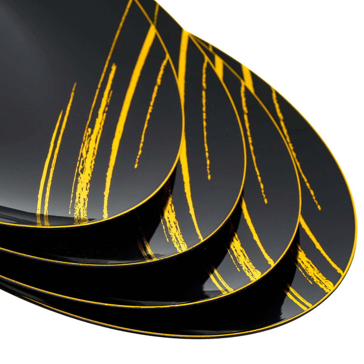 20 Pack 9" Black & Gold Designed Plastic Plates - Decodine