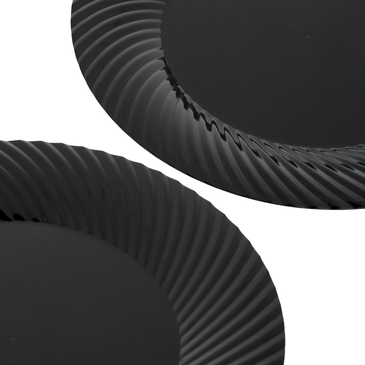 20 Pack 9" Black Plastic Plates with Seashell Rim - Decodine