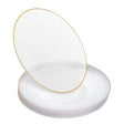 20 Pack 9" Clear Plastic Dessert Plates Hammered Designed with Gold Rim - Decodine