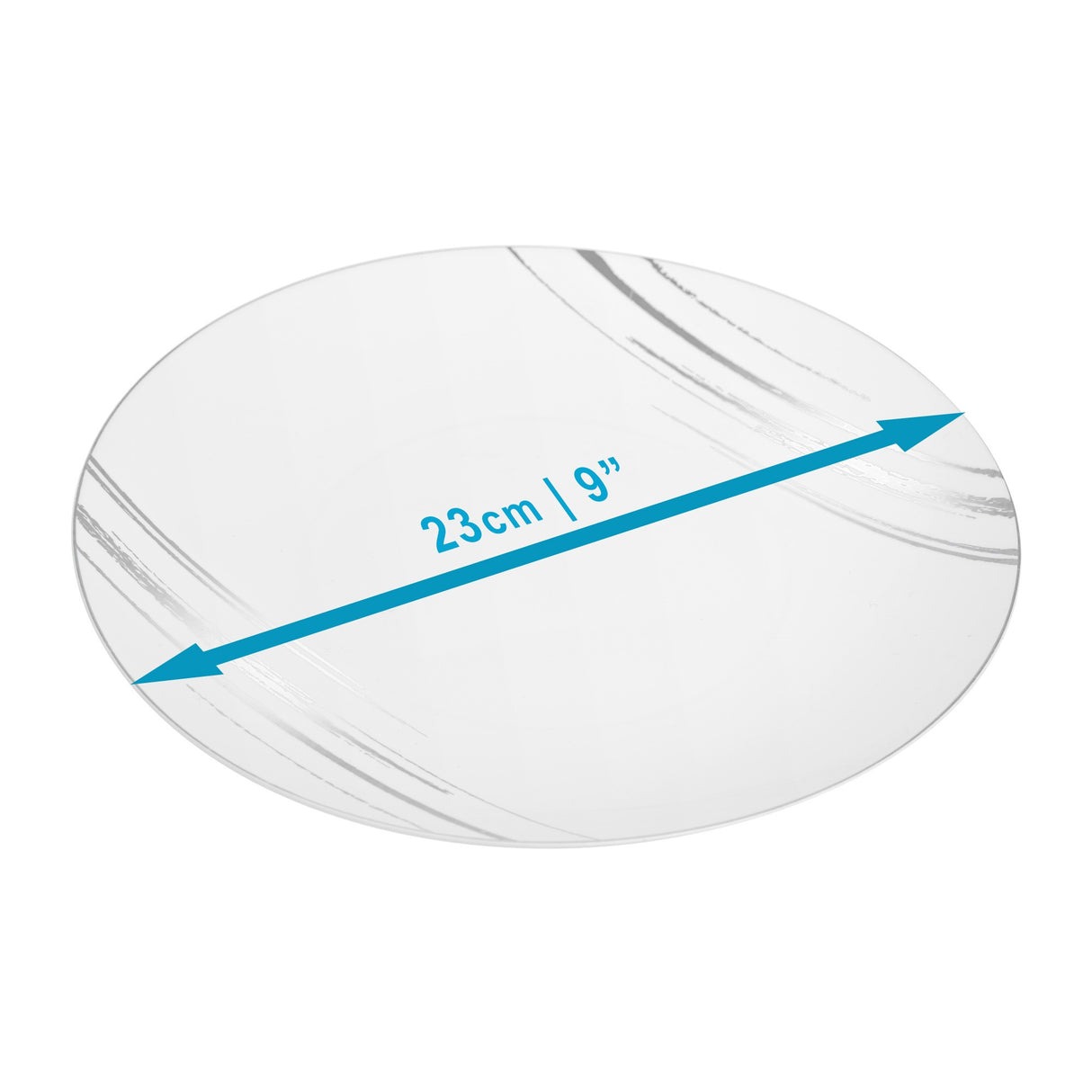 20 Pack 9" White & Silver Designed Plastic Plates - Decodine