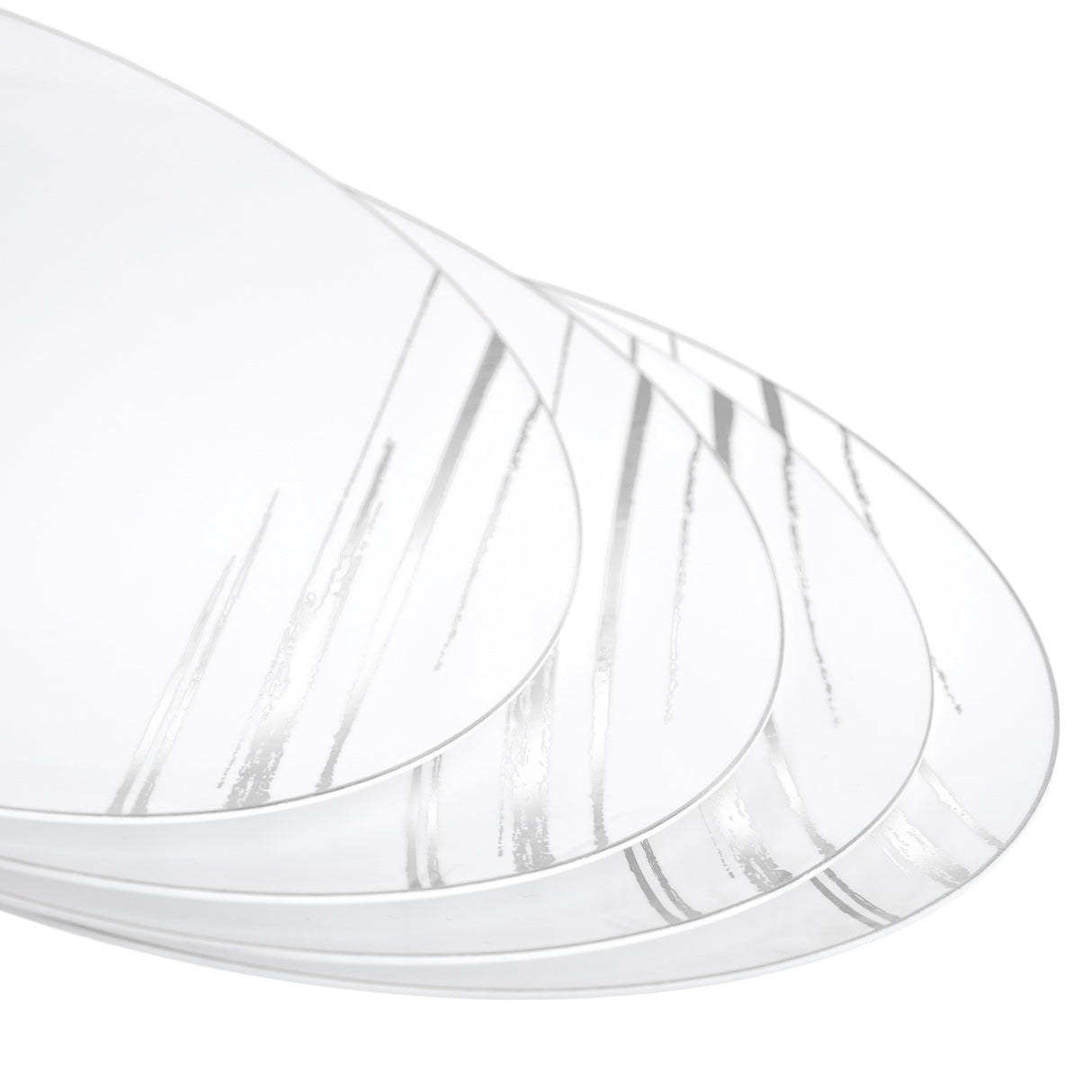 20 Pack 9" White & Silver Designed Plastic Plates - Decodine