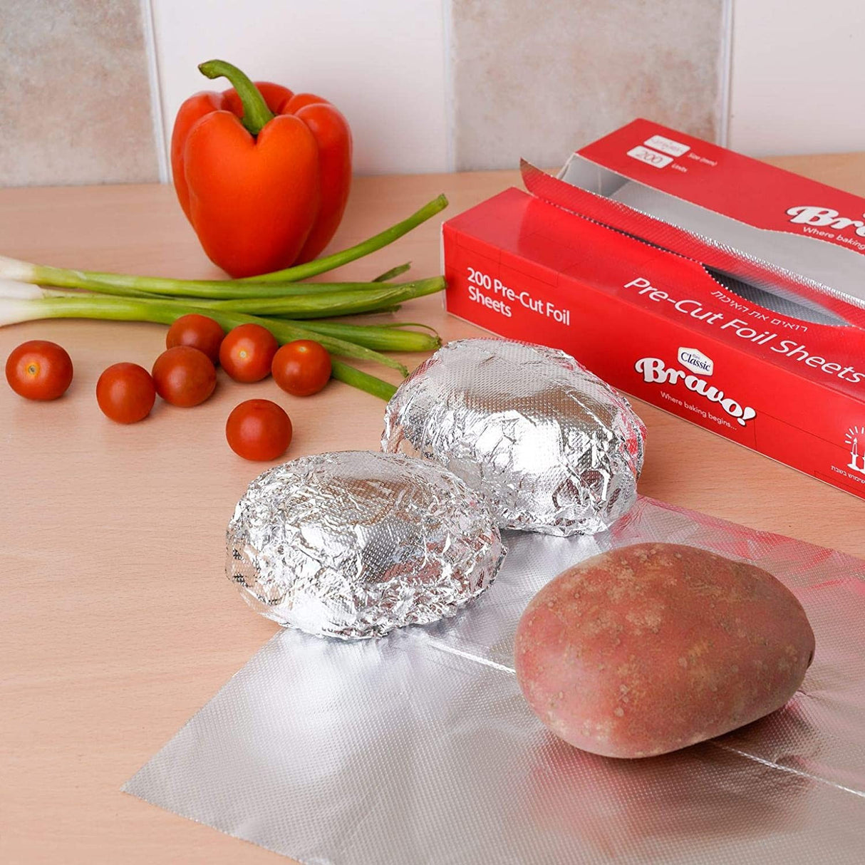 200 Pre-Cut Aluminium Foil Food Wrap Sheets - Decodine