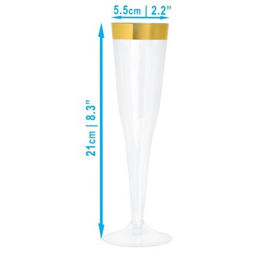 24 Pack 6oz 2 Piece Champagne Flute with Gold Rim - Decodine