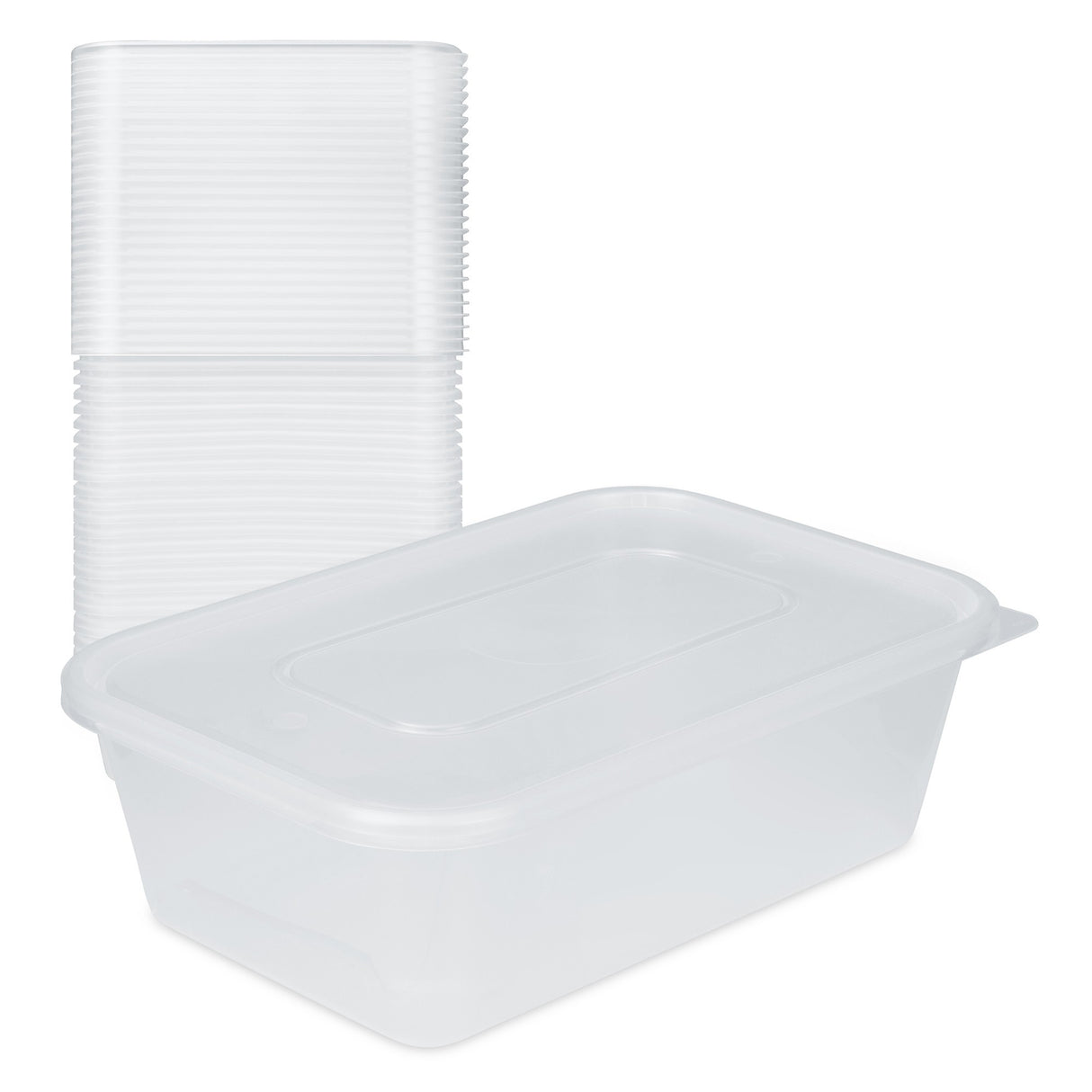 25 Pack 650ml Rectangular Clear Plastic Containers with Lids - Decodine
