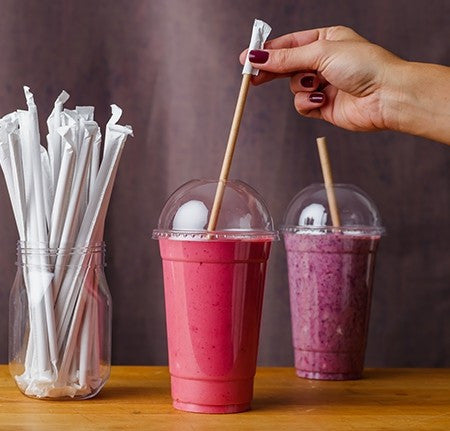 300 Pack 10.25" Giant Kraft Paper Drinking Straws - Individually Wrapped - Decodine