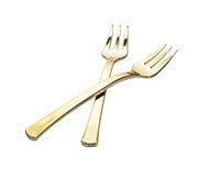 Pack of 24 Mini Gold Plastic Dessert/Tasting Forks 4" - Decodine