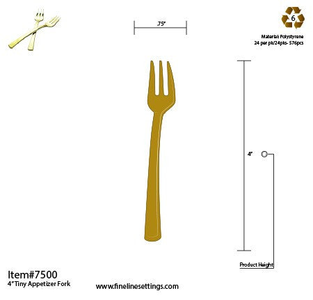 Pack of 24 Mini Gold Plastic Dessert/Tasting Forks 4" - Decodine
