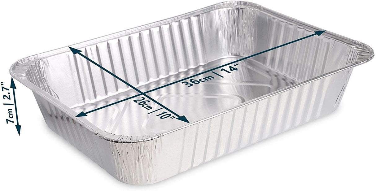 4 Pack 27cm x 37cm Large Heavy Duty Aluminium Disposable Foil Pans - Decodine