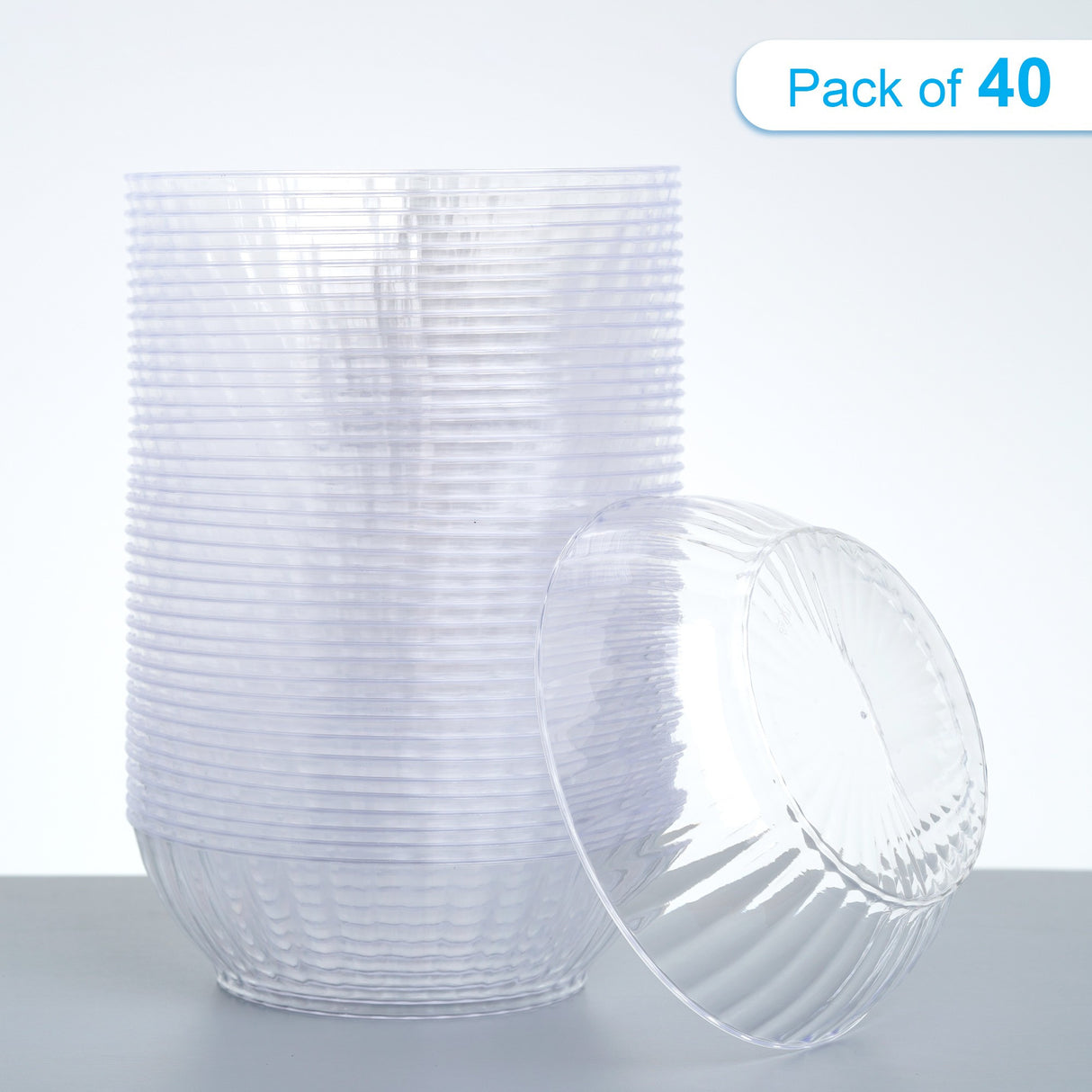 40 Pack 10oz Plastic Clear Dessert Bowls - Decodine