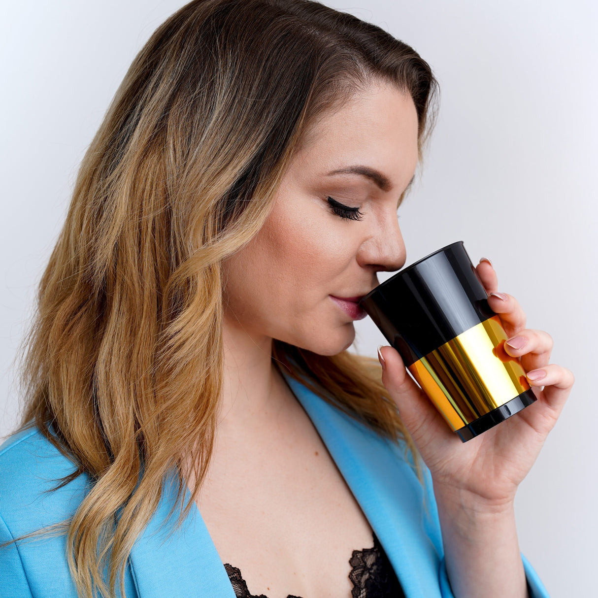 40 Pack 12oz Black & Gold Plastic Cup/Tumblers/Glasses - Decodine