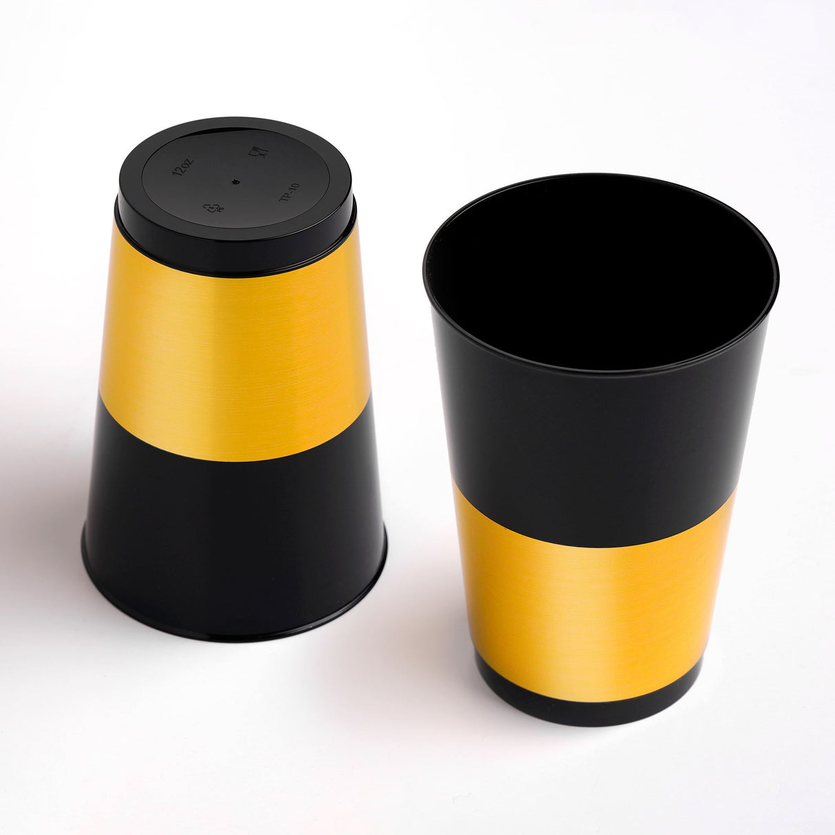 40 Pack 12oz Black & Gold Plastic Cup/Tumblers/Glasses - Decodine