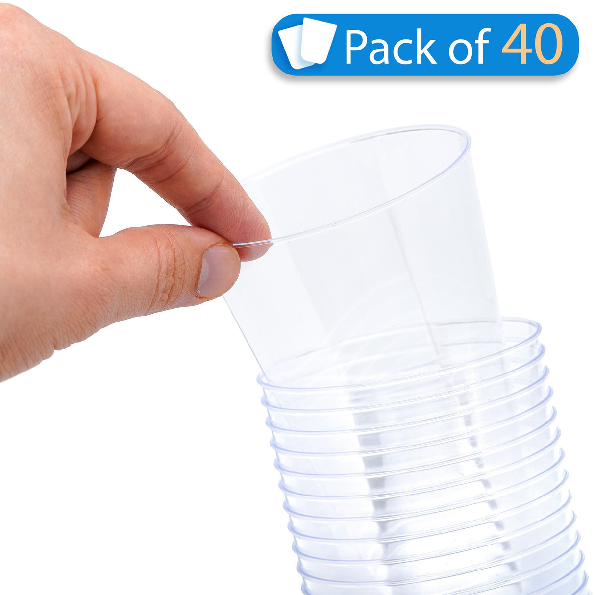 40 Pack 16oz Plastic Clear Party Glasses/Cups - Decodine