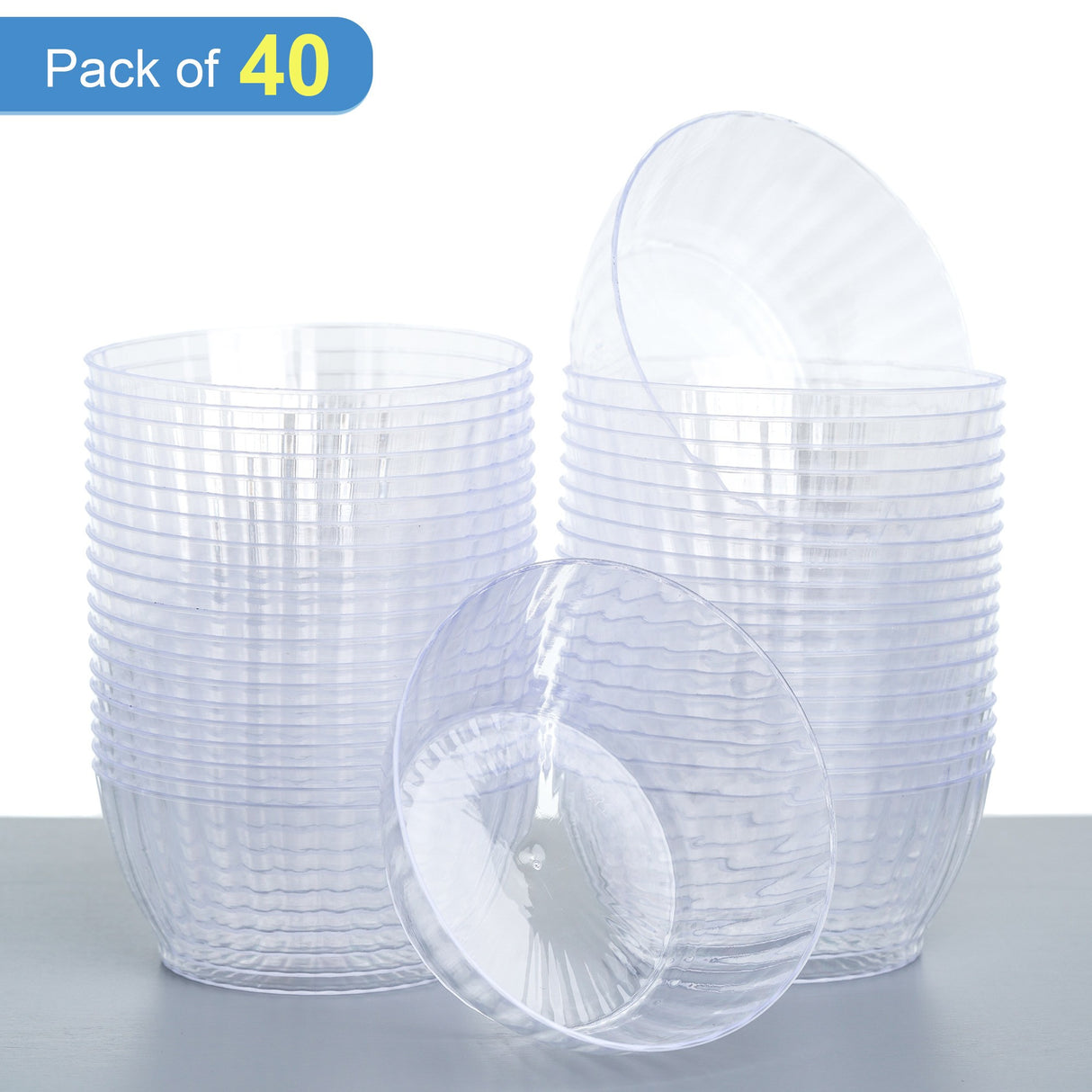 40 Pack 5oz Plastic Clear Dessert Party Bowls - Decodine
