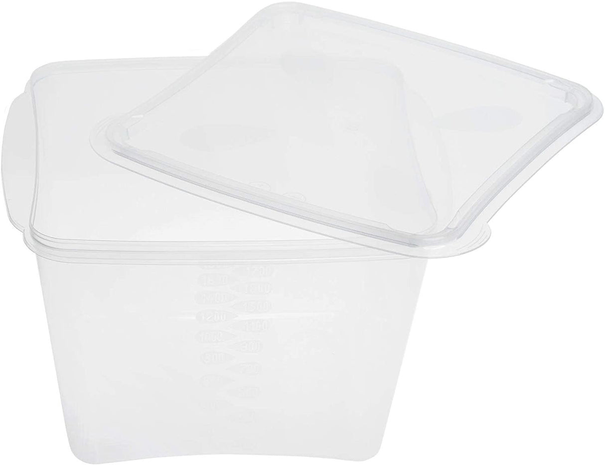 5 Pack 1800ml Rectangular Plastic Containers with Lids - Decodine
