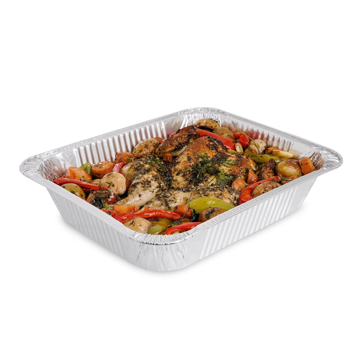 5 Pack Rectangular 9 x 13 Aluminium Foil Container Trays with Aluminium Lids - Decodine