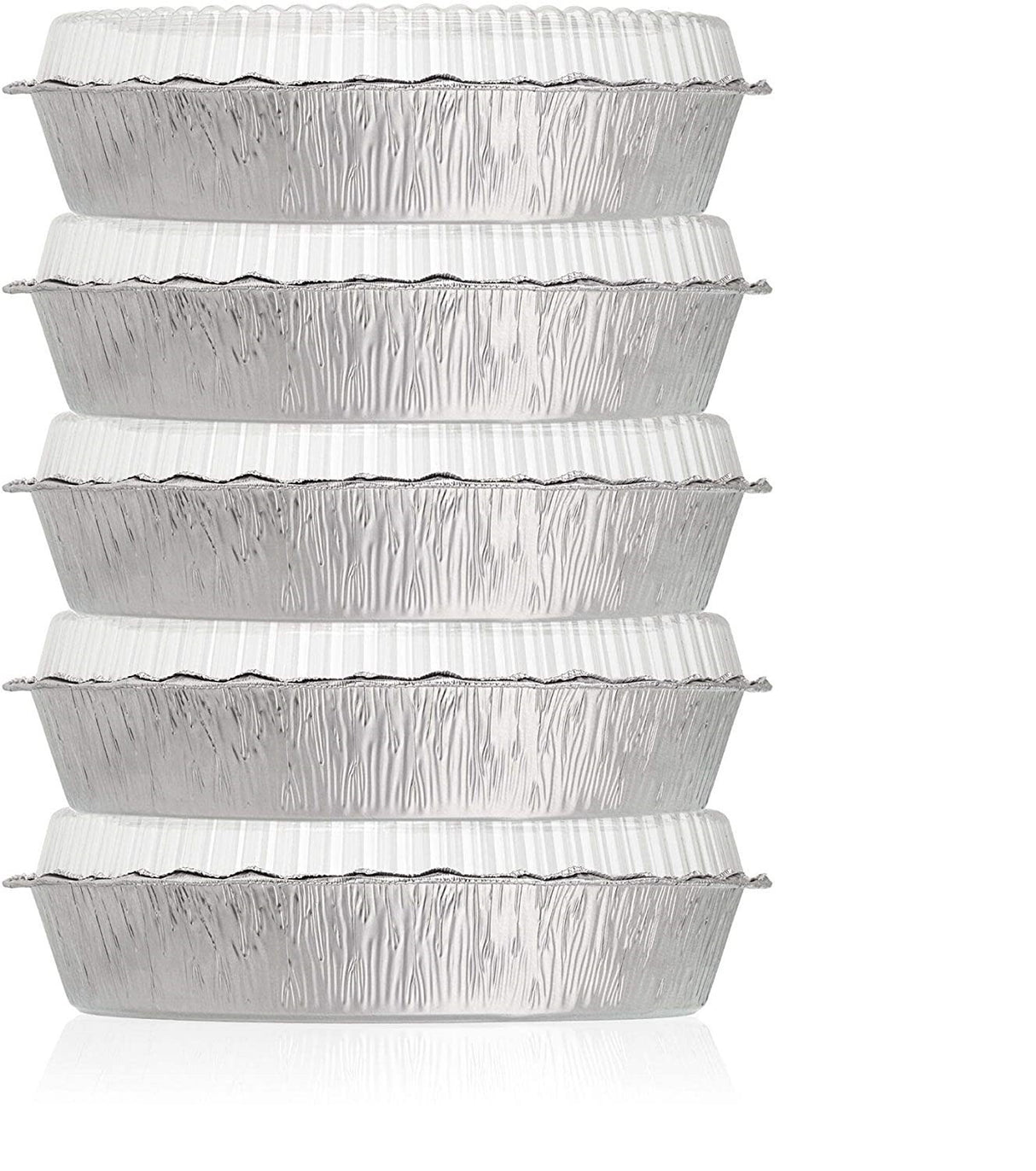 5 Pack Round 9" Aluminium Foil Container Trays with Plastic Lids - Decodine