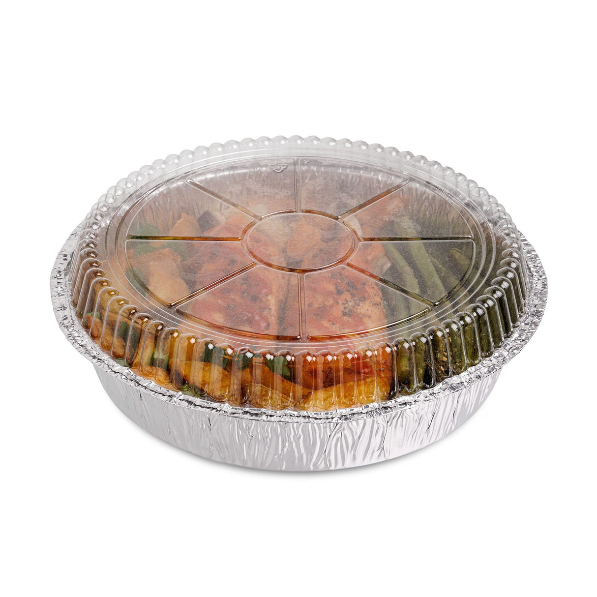 5 Pack Round 9" Aluminium Foil Container Trays with Plastic Lids - Decodine