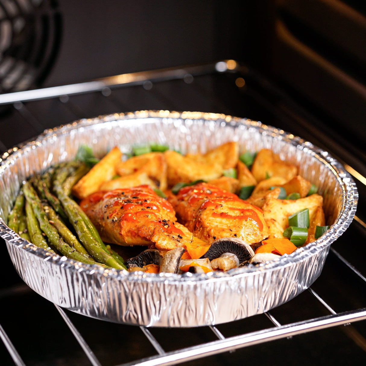 5 Pack Round 9" Aluminium Foil Container Trays with Plastic Lids - Decodine