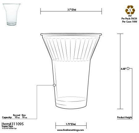 50 Pack 10 oz. PETE Plastic Parfait Smoothie Cups - Decodine