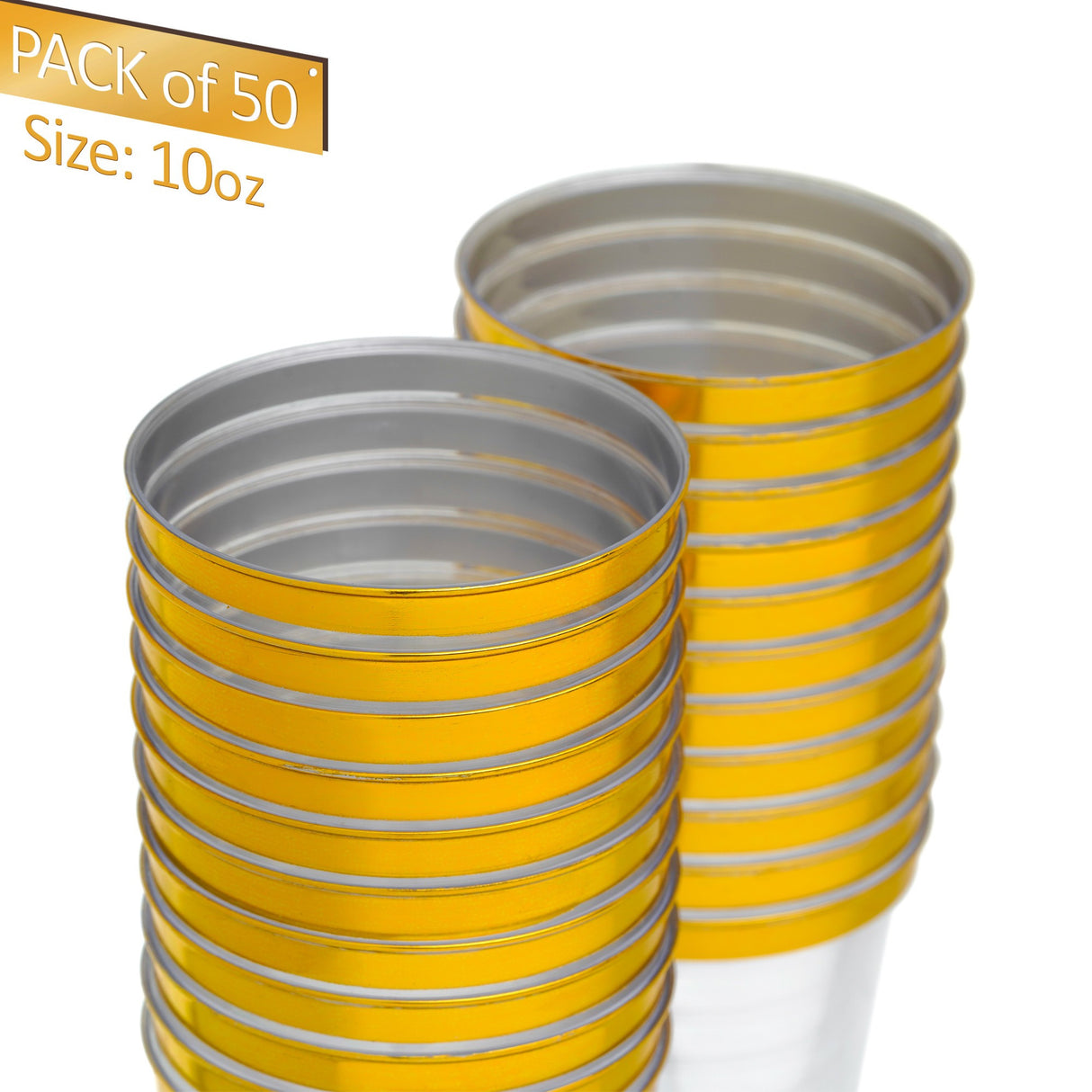 50 Pack 10oz Clear Plastic Party Cups with Gold Rim - Decodine