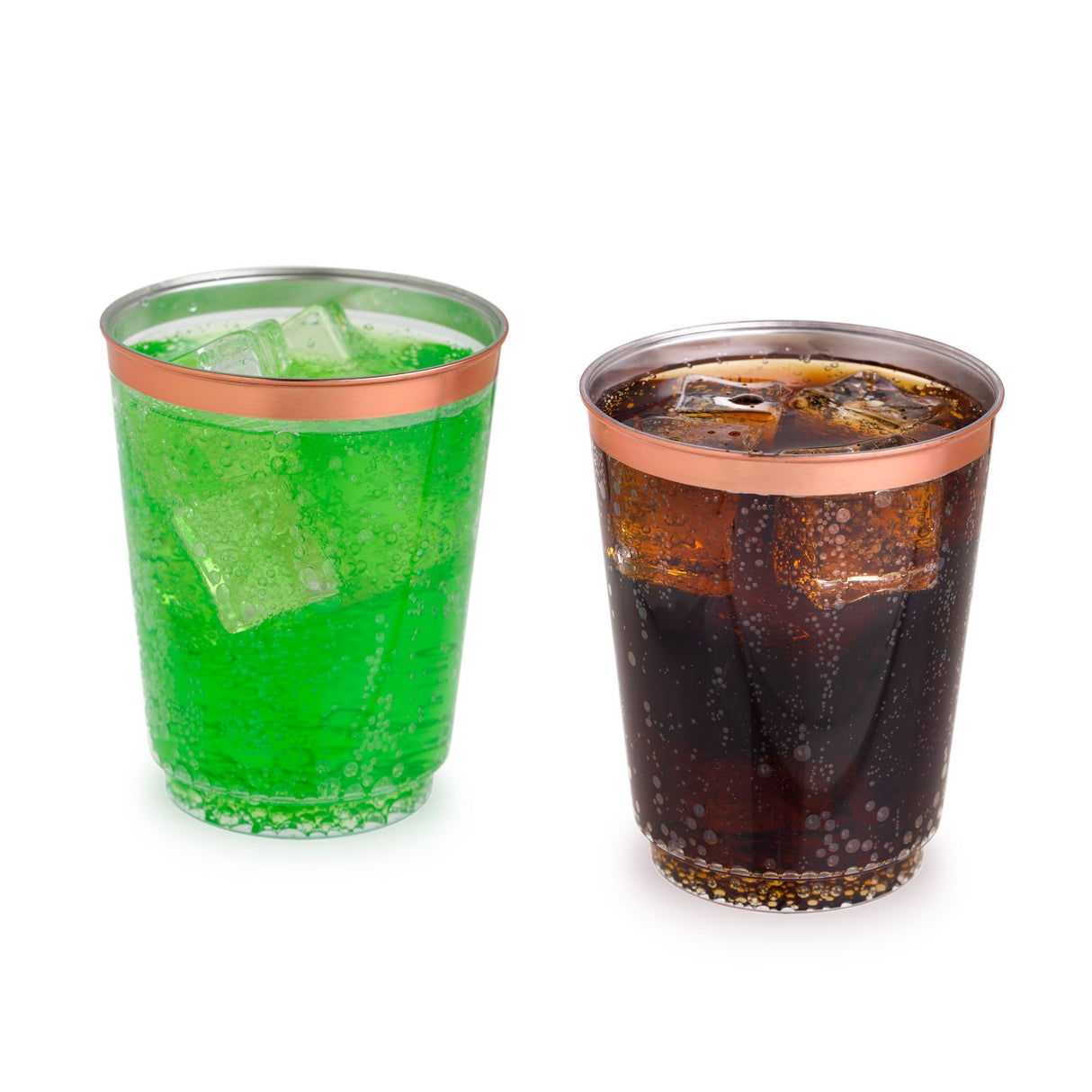 50 Pack 10oz Clear Plastic Party Cups with Rose Gold Rim - Decodine