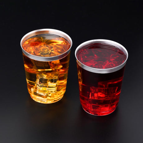 50 Pack 10oz Clear Plastic Party Cups with Silver Rim - Decodine