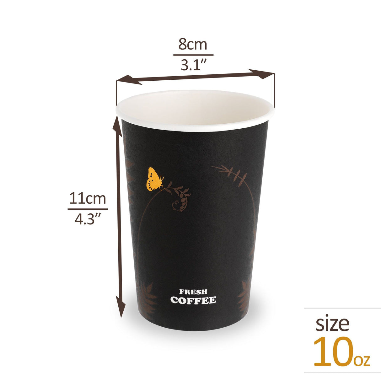 50 Pack 10oz Disposable Paper Coffee Cups - Decodine