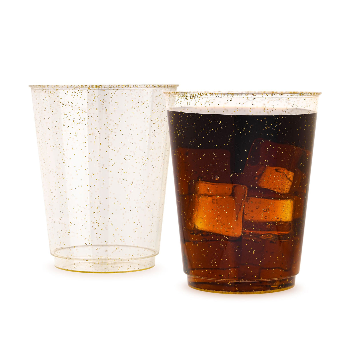 50 Pack 10oz Gold Glittered Plastic Party Cups - Decodine