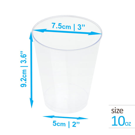50 Pack 10oz Plastic Clear Party Glasses/Cups - Decodine