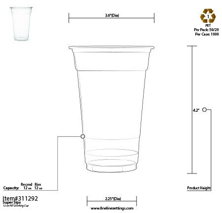50 Pack 12 oz. PETE Plastic Smoothie Cups (92mm Rim) - Decodine