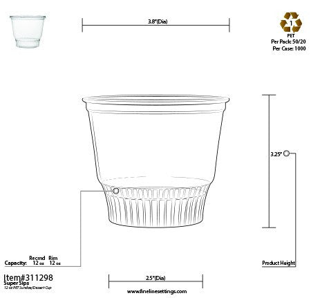 50 Pack 12 oz. PETE Plastic Sundae/Dessert Smoothie Cups - Decodine