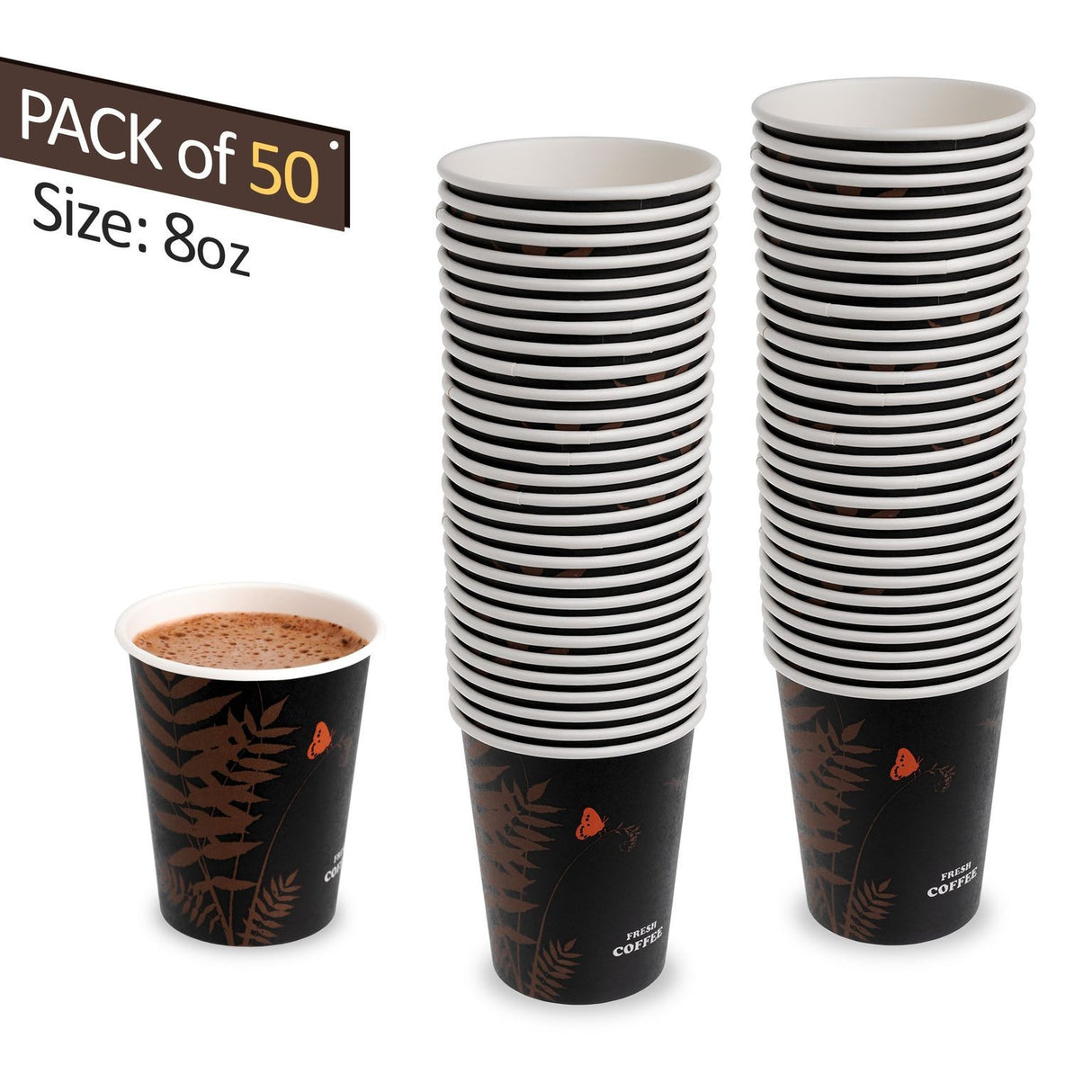 50 Pack 12oz Disposable Paper Coffee Cups - Decodine