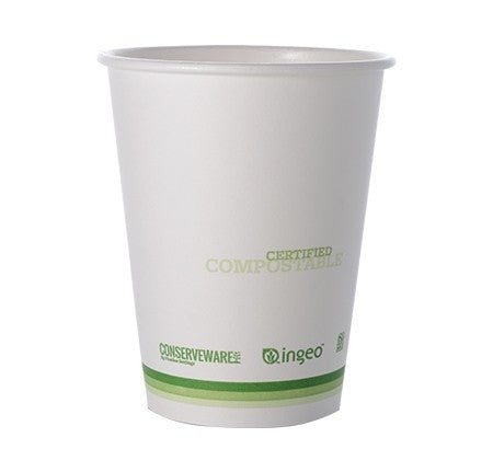 50 Pack 12oz PLA Lined Paper Coffee Cups 90mm Rim - Decodine