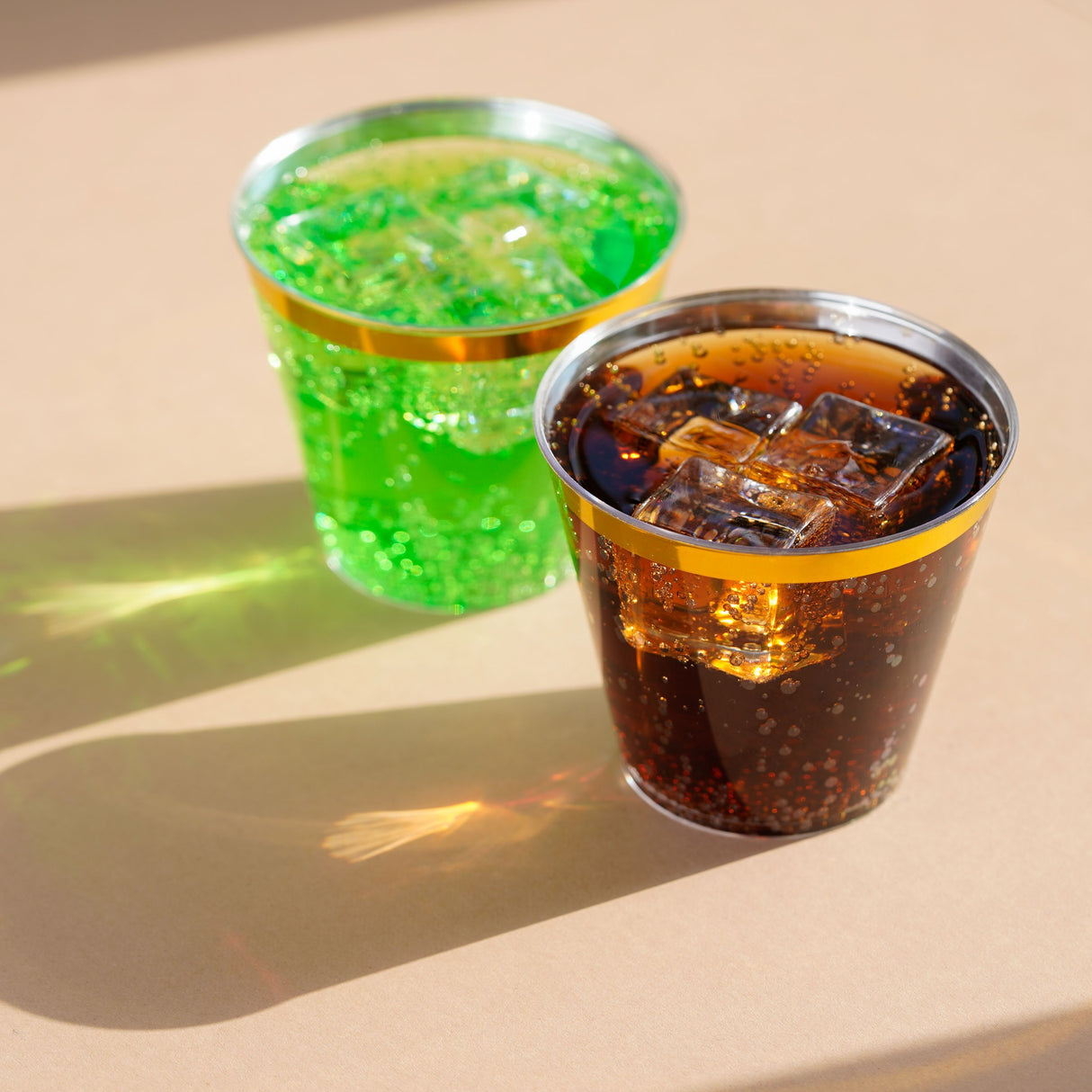 50 Pack 5oz Clear Plastic Party Dessert Cups with Gold Rim - Decodine