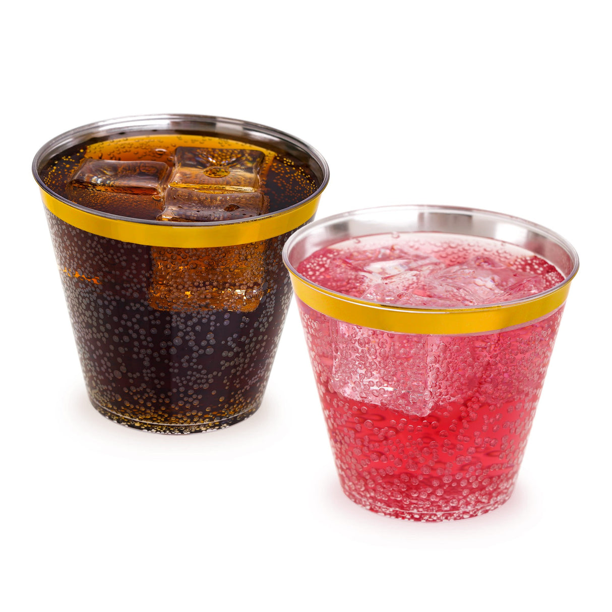 50 Pack 5oz Clear Plastic Party Dessert Cups with Gold Rim - Decodine