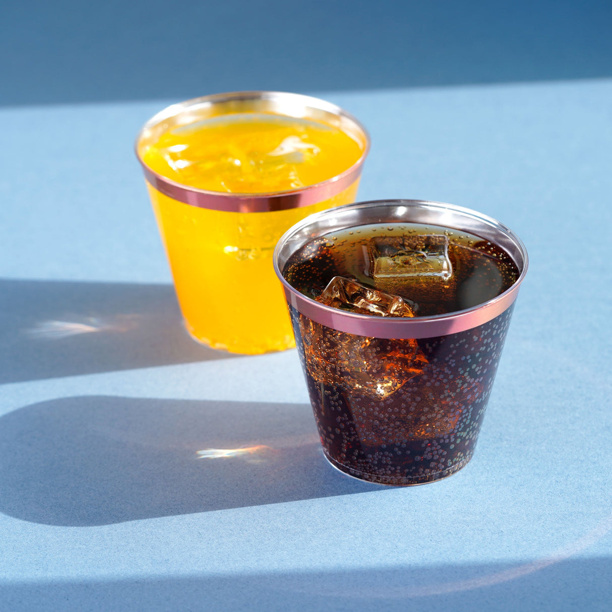 50 Pack 5oz Clear Plastic Party Dessert Cups with Rose Gold Rim - Decodine