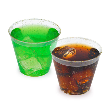 50 Pack 5oz Gold Glittered Plastic Party Dessert Cups - Decodine