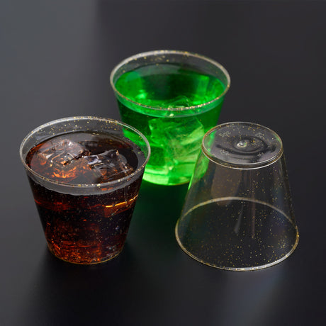 50 Pack 5oz Gold Glittered Plastic Party Dessert Cups - Decodine