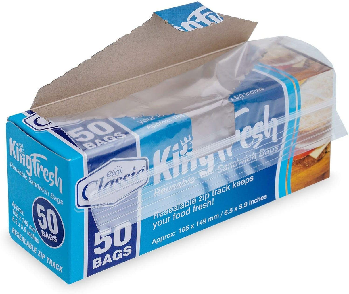 50 Pack 6.5" x 5.9" Plastic Zip Grip 'n Seal Food Storage Sandwich Bags - Decodine